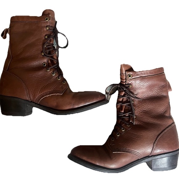 Vintage Dunn's Leather Lace-Up Work Boots Men's 9D Vibram Sole Ranch/Logger - Picture 8 of 10